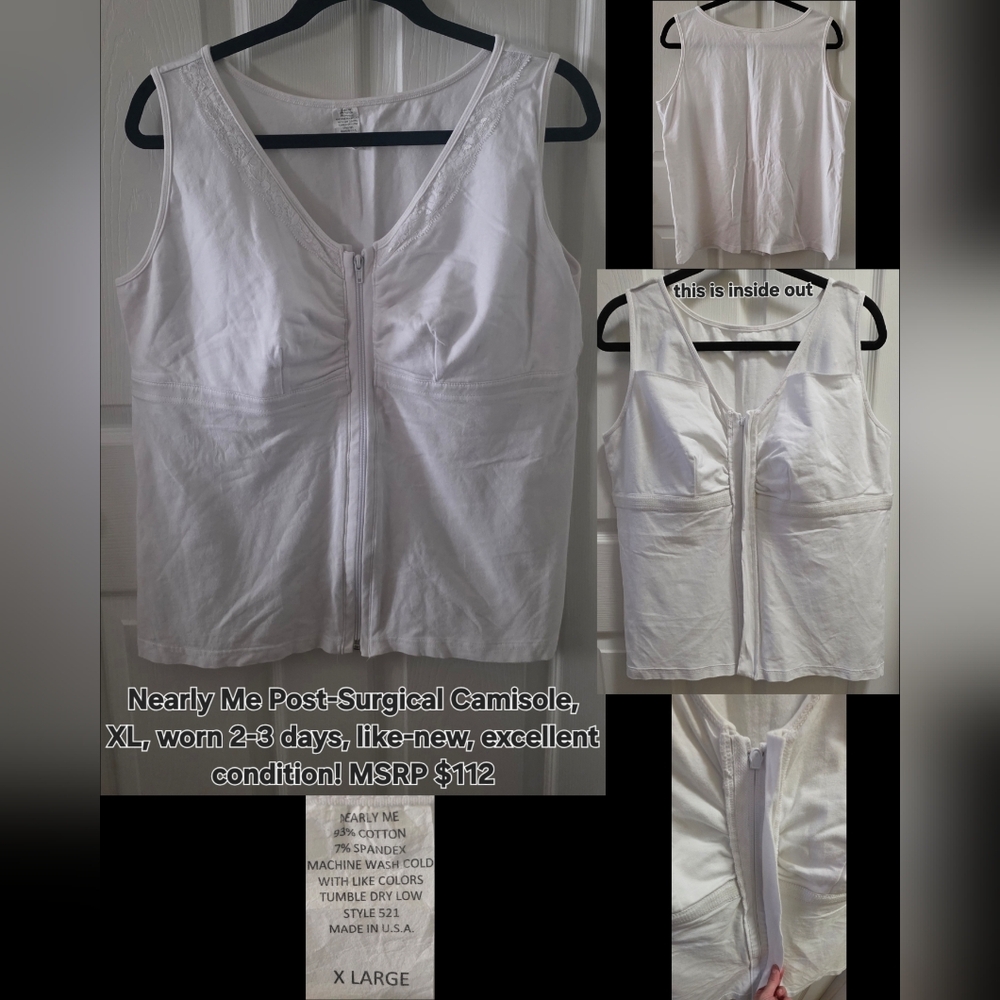 Nearly Me Post-Surgical Camisole, XL Post Mastectomy/Breast Augmentation